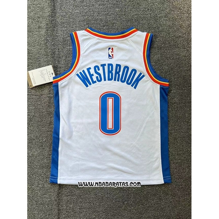Camiseta Nino Oklahoma City Thunder Russell Westbrook #0 Association 2024-25 Blanco